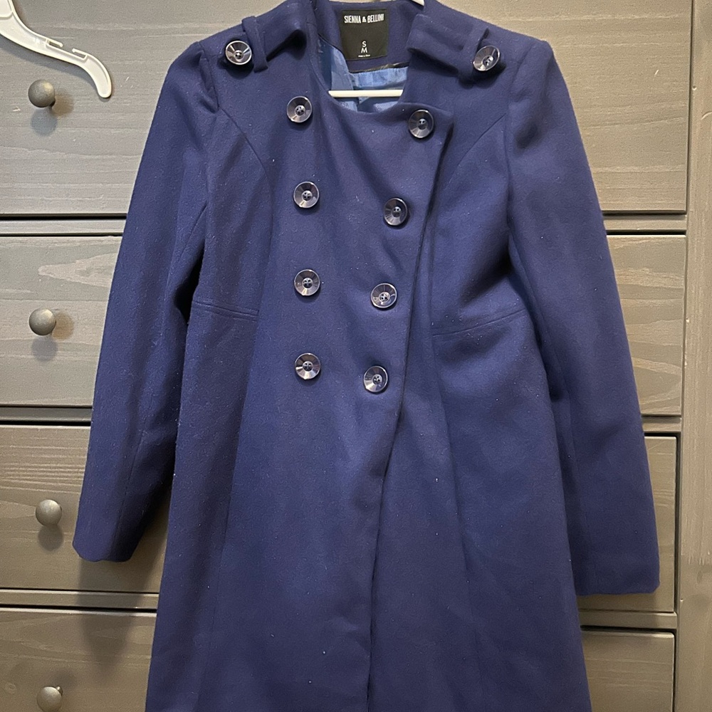 Elegant Double-Breasted Pea Coat in Navy